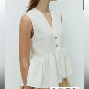 NWT H&M Linen-Blend Peplum Top sz XS